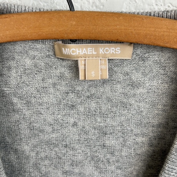 Michael Kors Collection Gray Cashmere V Neck Faux Wrap Sweater - Picture 7 of 8